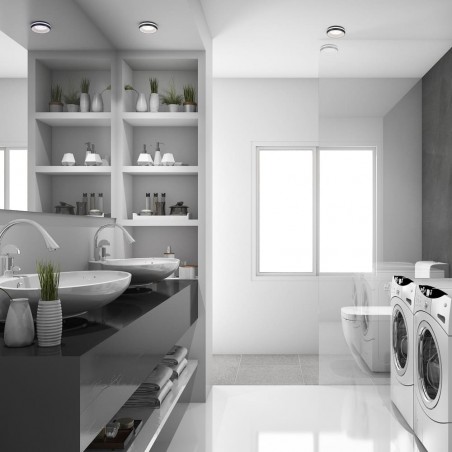 Ambiente de baño con Foco LED empotrable 7W Eve negro IP44