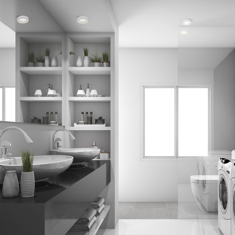 Ambiente de baño con Foco LED empotrable 7W Eve blanco IP44