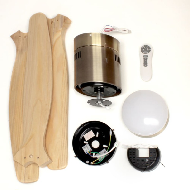 Ventilador DC Yen madera clara Led 15W CCT desmontado