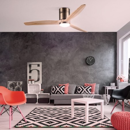 Ambiente Ventilador DC Yen madera clara Led 15W CCT luz cálida