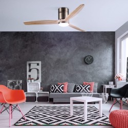 Ambiente encendido lus neutra Ventilador DC Yen madera clara Led 15W CCT