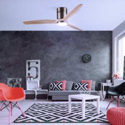 Ambiente encendido luz fría Ventilador DC Yen madera clara Led 15W CCT