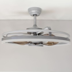 Ventilador DC Agra níquel LED 48W 4000K vista de perfil