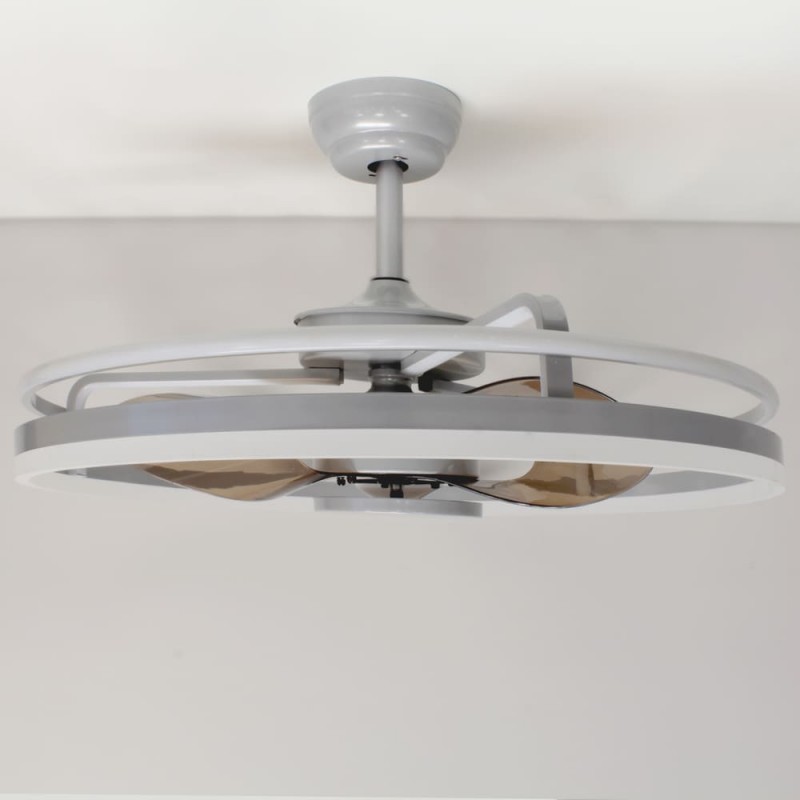 Ventilador DC Agra níquel LED 48W 4000K vista de perfil