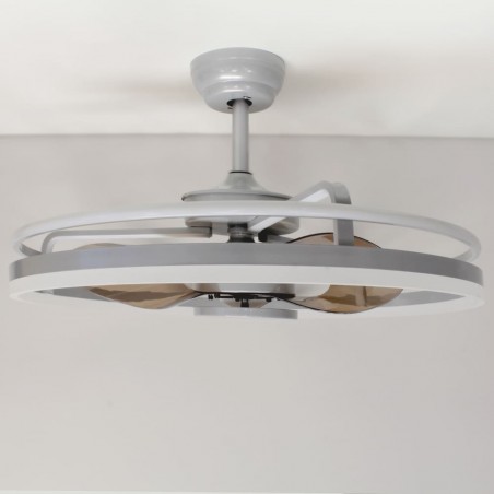 Ventilador DC Agra níquel LED 48W 4000K vista de perfil