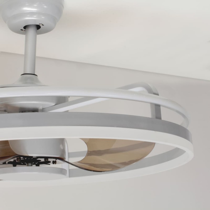 Detalle cuerpo Ventilador DC Agra níquel LED 48W 4000K