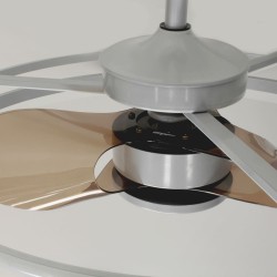 Detalle visto desde arriba Ventilador DC Agra níquel LED 48W 4000K