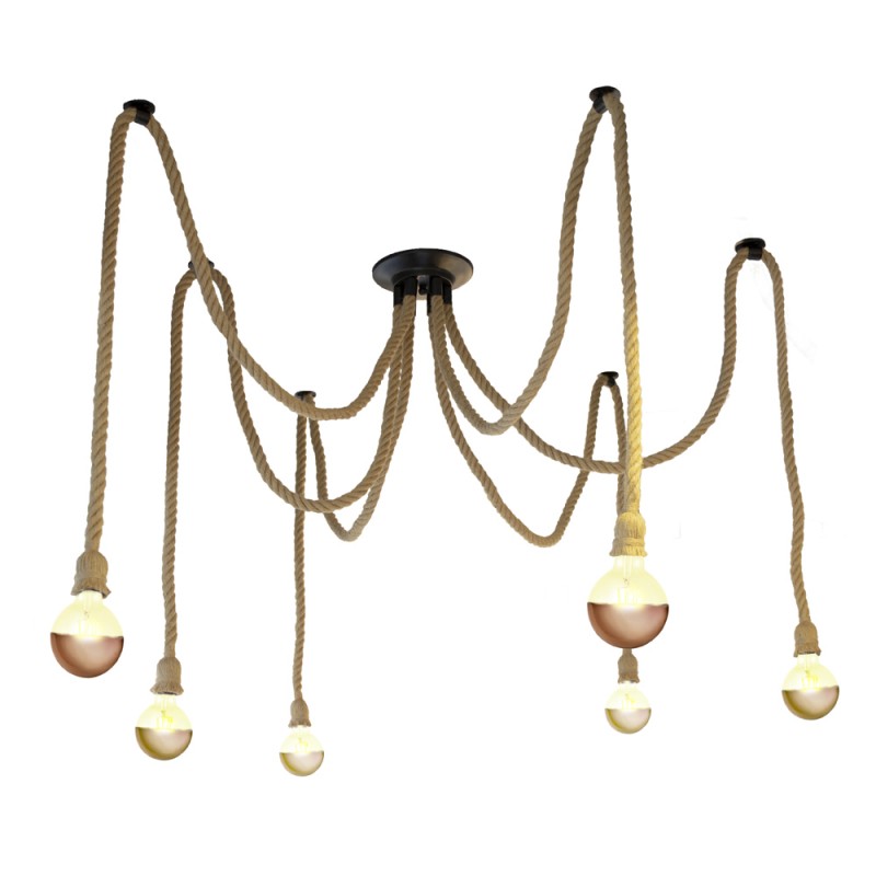 Winery 6-Light Rope Pendant Light