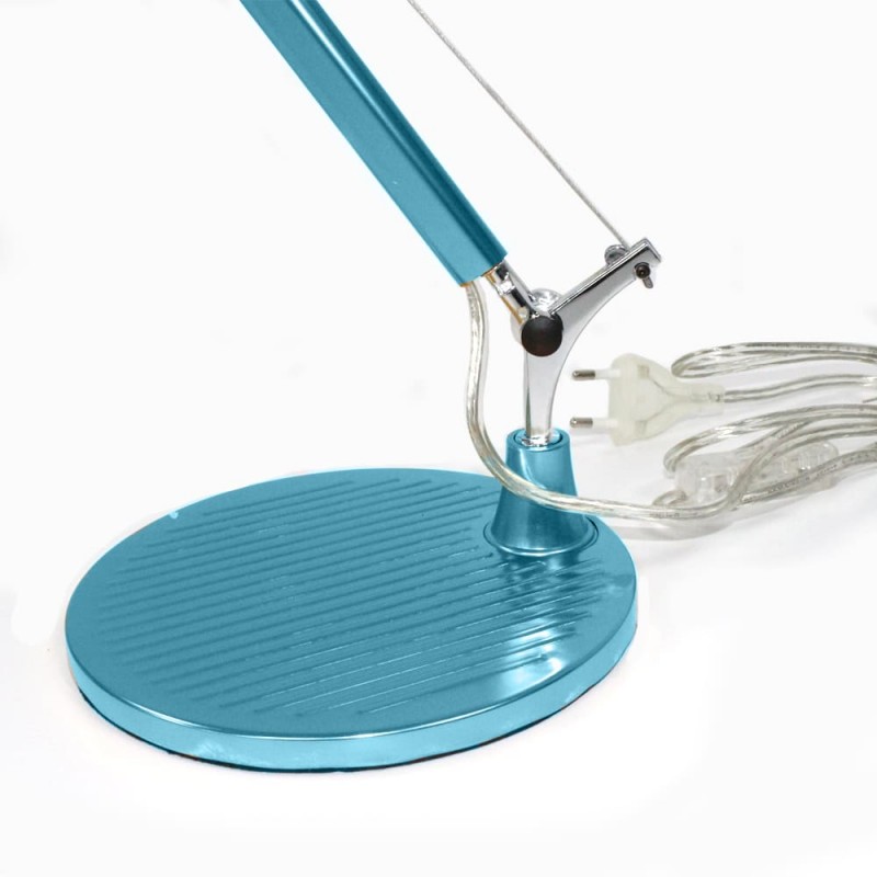 Blue Articulated Desk Lamp Round Base 1xE14
