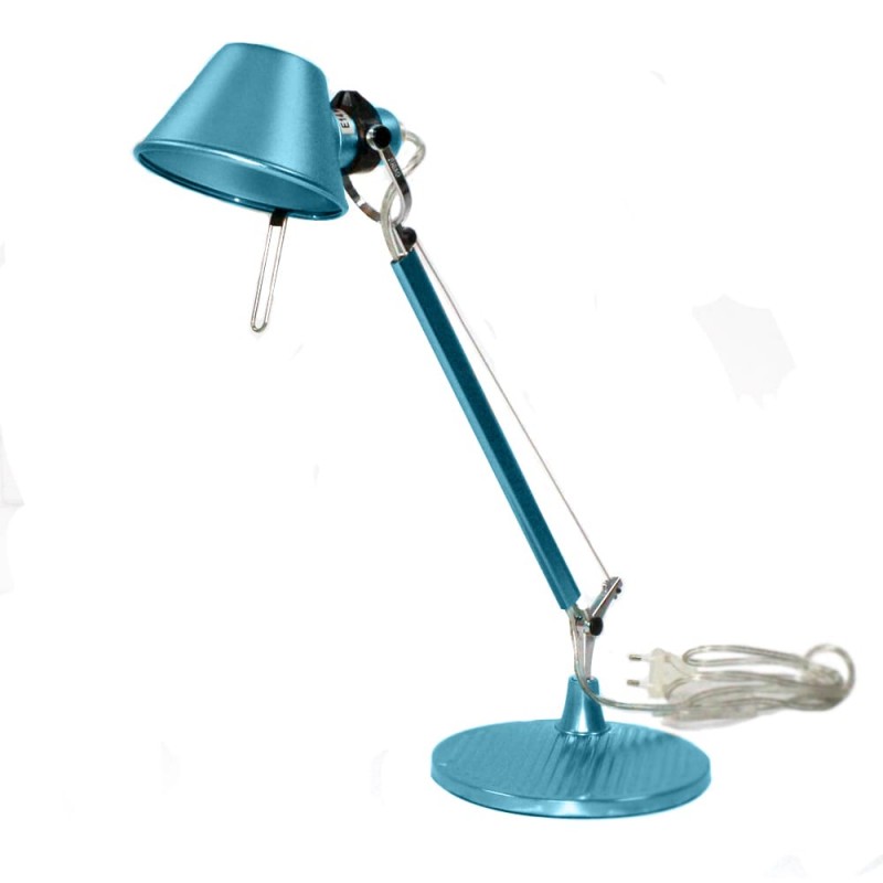Blue Articulated Desk Lamp Round Base 1xE14
