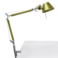 Lampe de Bureau Articulée Verte Base Ronde et Pince 1xE14
