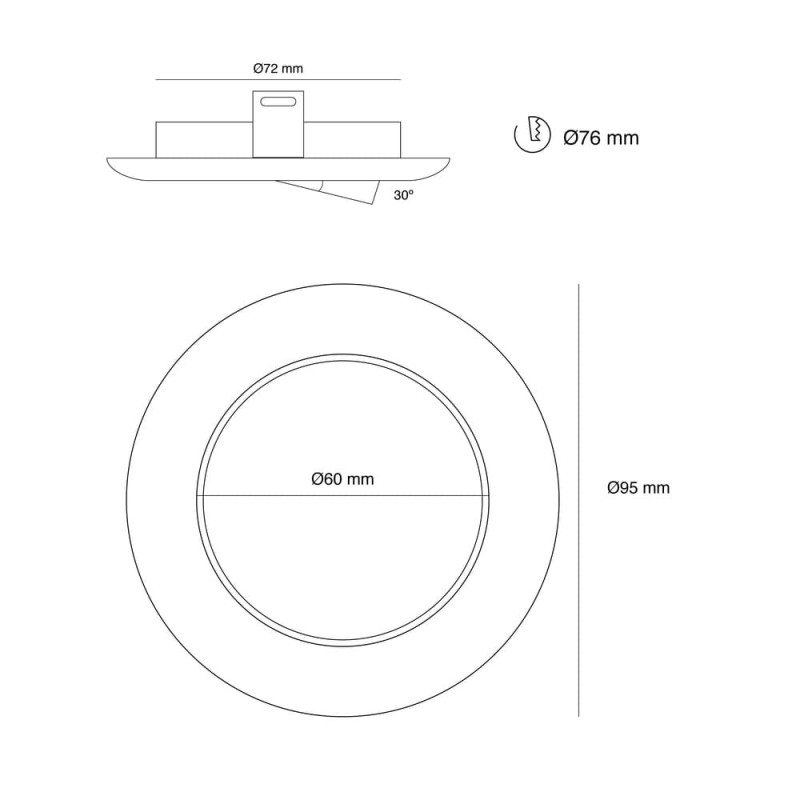Serie 353300 Movable Round Matt Gold Recessed Spotlight - Angel ...