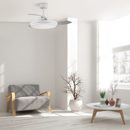 Salón con Ventilador DC Areca blanco Led 48W CCT