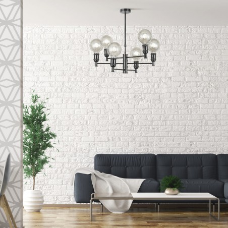 Salón con colgante vintage Miyako grafito 6 luces