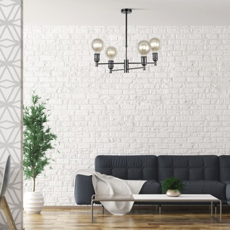 Salón con colgante Miyako grafito de 4 luces