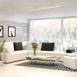 Salon con Plafón LED Wanda 72W 3000K Blanco Mate encendido luz cálida