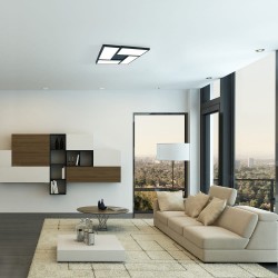 Salón moderno con PLAFON LED 60W, 3000K DIMMABLE NEW OR NEGRO