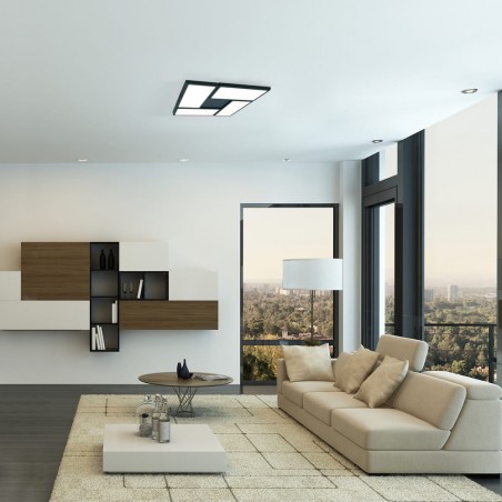 Salón moderno con PLAFON LED 60W, 3000K DIMMABLE NEW OR NEGRO