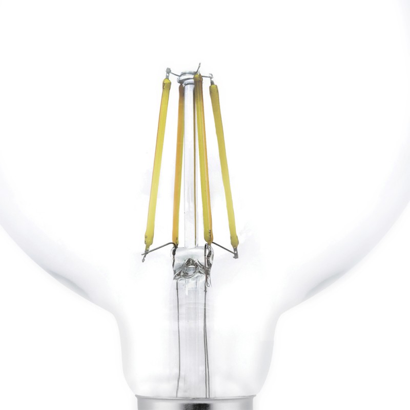 Detalle filamentos LED de la Bombilla LED G125 E27 6W 4000ºK transparente