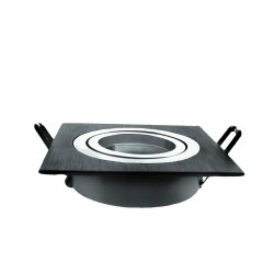 EMPOTRABLE HELIUM CUADRADO NEGRO y ACERO visto de perfil