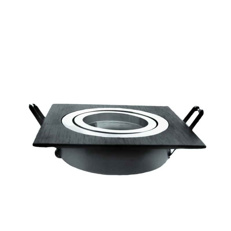 EMPOTRABLE HELIUM CUADRADO NEGRO y ACERO visto de perfil