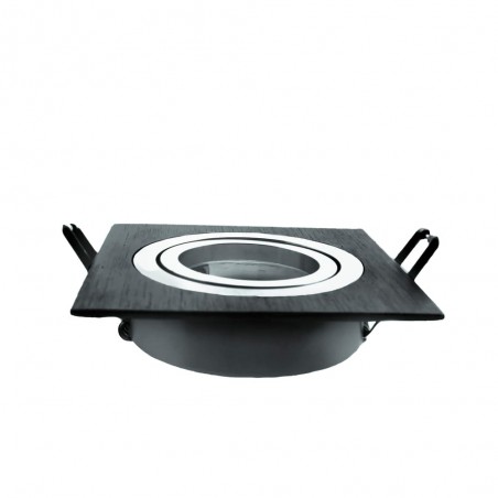 EMPOTRABLE HELIUM CUADRADO NEGRO y ACERO visto de perfil