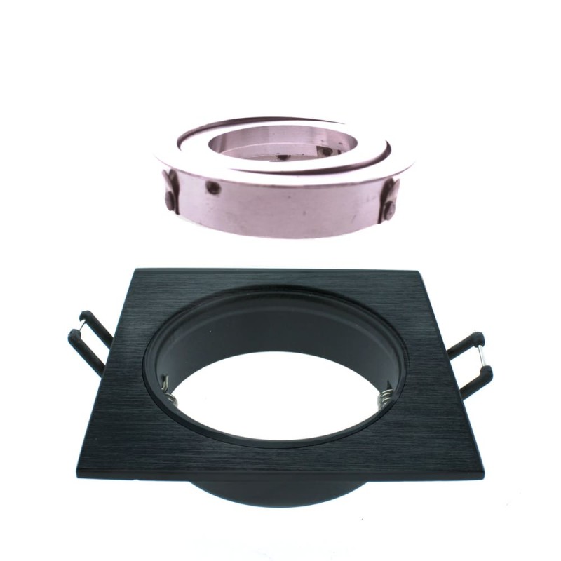 EMPOTRABLE HELIUM CUADRADO NEGRO y ACERO desmontado