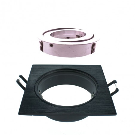 EMPOTRABLE HELIUM CUADRADO NEGRO y ACERO desmontado