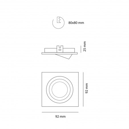 Cota EMPOTRABLE HELIUM CUADRADO BLANCO/ALUMINIO