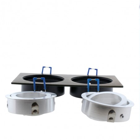 EMPOTRABLE HELIUM NEGRO Y ALUMINO (2 LUCES) desmontado