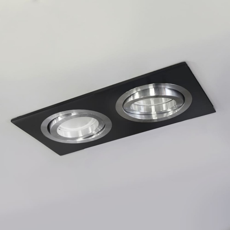 EMPOTRABLE HELIUM NEGRO Y ALUMINO (2 LUCES) instalado en techo