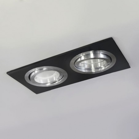 EMPOTRABLE HELIUM NEGRO Y ALUMINO (2 LUCES) instalado en techo
