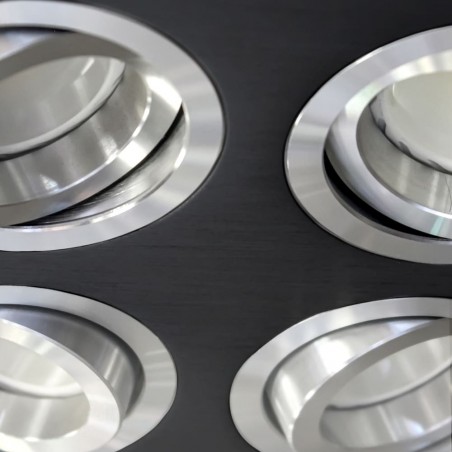 Detalle acabados EMPOTRABLE HELIUM NEGRO Y ALUMINIO (4 LUCES)