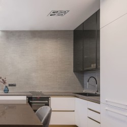 Cocina con EMPOTRABLE HELIUM ALUMINIO (4 LUCES) instalado en el techo