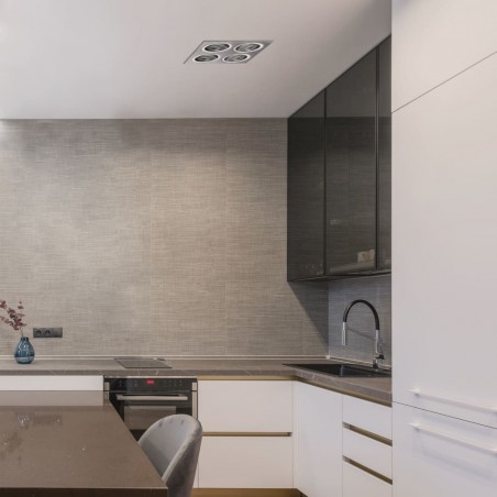 Cocina con EMPOTRABLE HELIUM ALUMINIO (4 LUCES) instalado en el techo