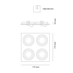 Cota EMPOTRABLE HELIUM ALUMINIO (4 LUCES)