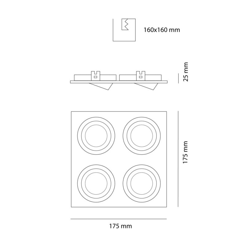 Cota EMPOTRABLE HELIUM ALUMINIO (4 LUCES)