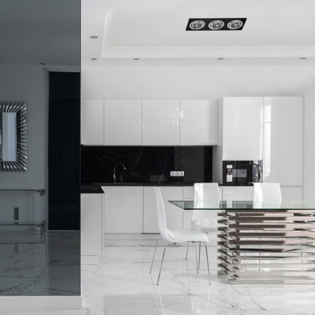 Cocina amplia estilo moderno decorada con HELIUM QR111 NEGRO (3 LUCES)