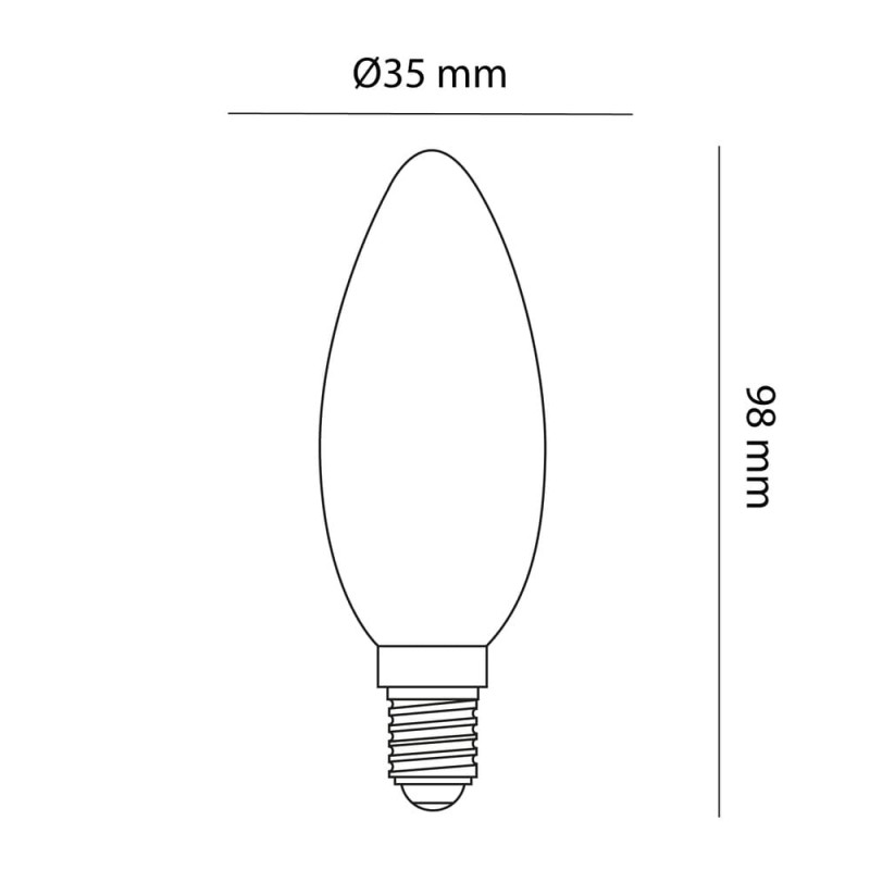 Bombilla Led filamento vela decorativa E14 6W 2700K
