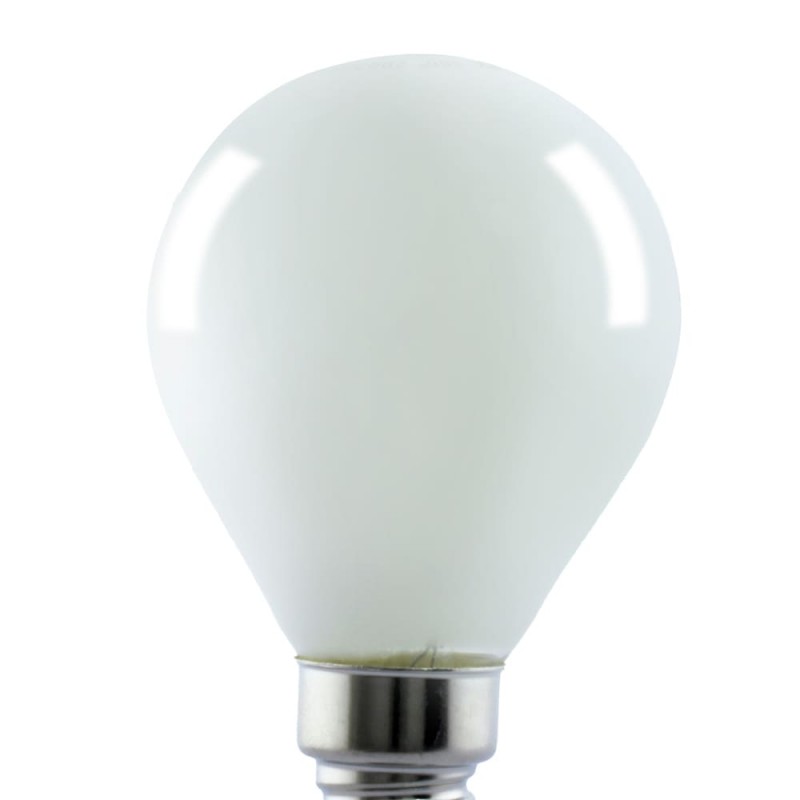 Detalle cristal Bombilla LED G45 milky E14 6W 6000K