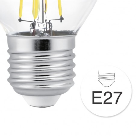 Detalle rosca Bombilla LED G45 filamento E27 6W 6000K