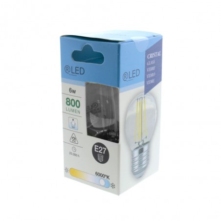 Caja Bombilla LED G45 filamento E27 6W 6000K