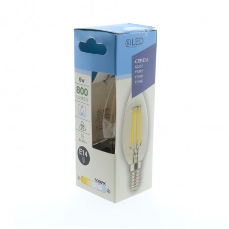 Caja Bombilla LED C37 filamento E14 6W 6000K