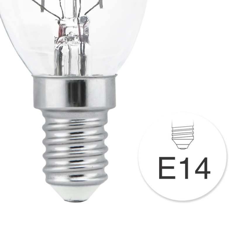 Detalle rosca Bombilla LED C37 filamento E14 6W 6000K