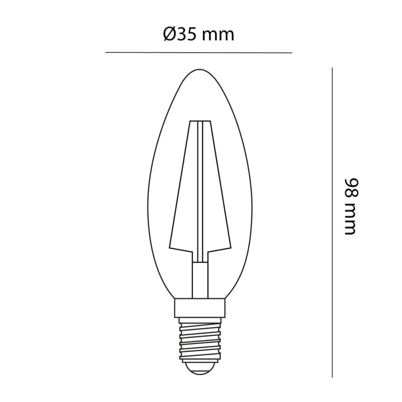 Cota Bombilla LED C37 filamento E14 6W 6000K
