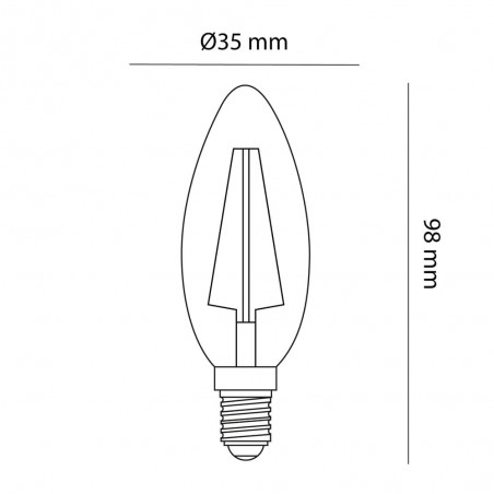Cota Bombilla LED C37 filamento E14 6W 6000K