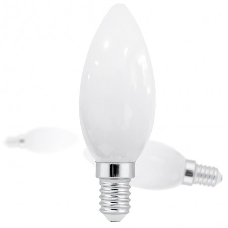 Pack of 3 LED Bulbs C37 Milky E14 6W 6000K
