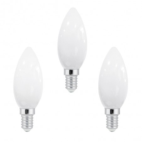 Lot de 3 ampoules LED C37 Milky E14 6W 6000K