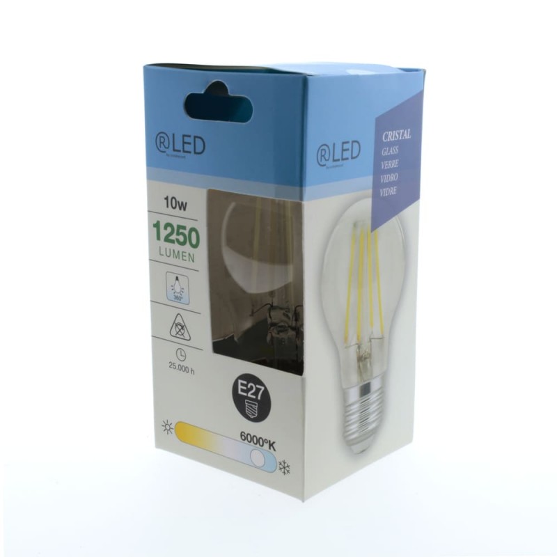Caja Bombilla LED A60 filamento E27 10W 6000K