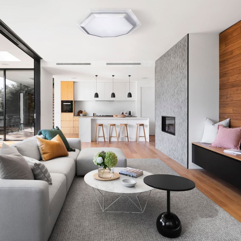 Salón de diseño moderno con Plafón LED OTTO 60W CCT dimmable